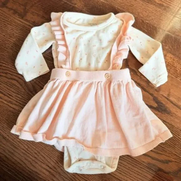 Baby Girl Outfit Bundle 9M Pink Neutral Sets Dresses Hoodie 5pc Cute - Picture 2 of 7